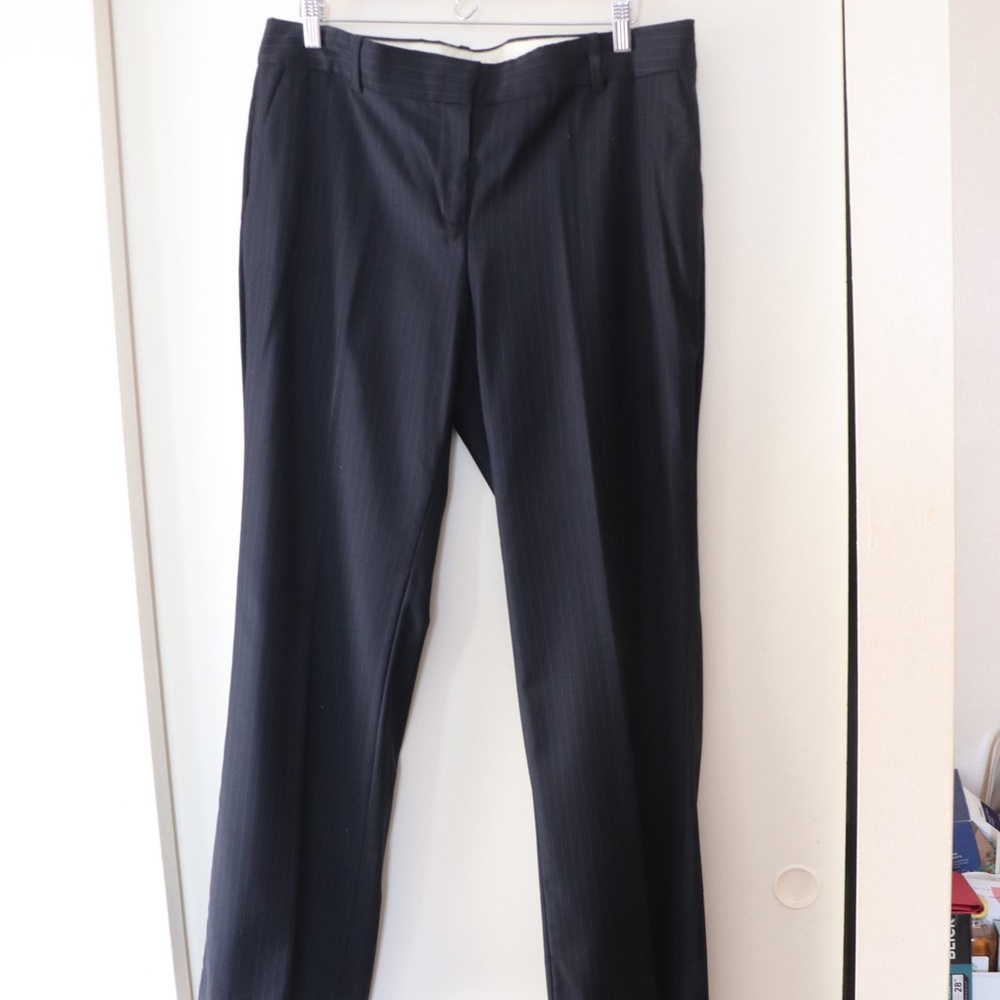 J. Crew Super 120s Wool Pants in Navy Pinstripe